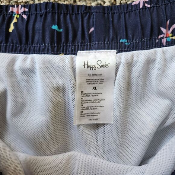 Happy Socks Swim Trunks Mens XL Blue Palm Trees Mesh Lined Shorts - Picture 4 of 8